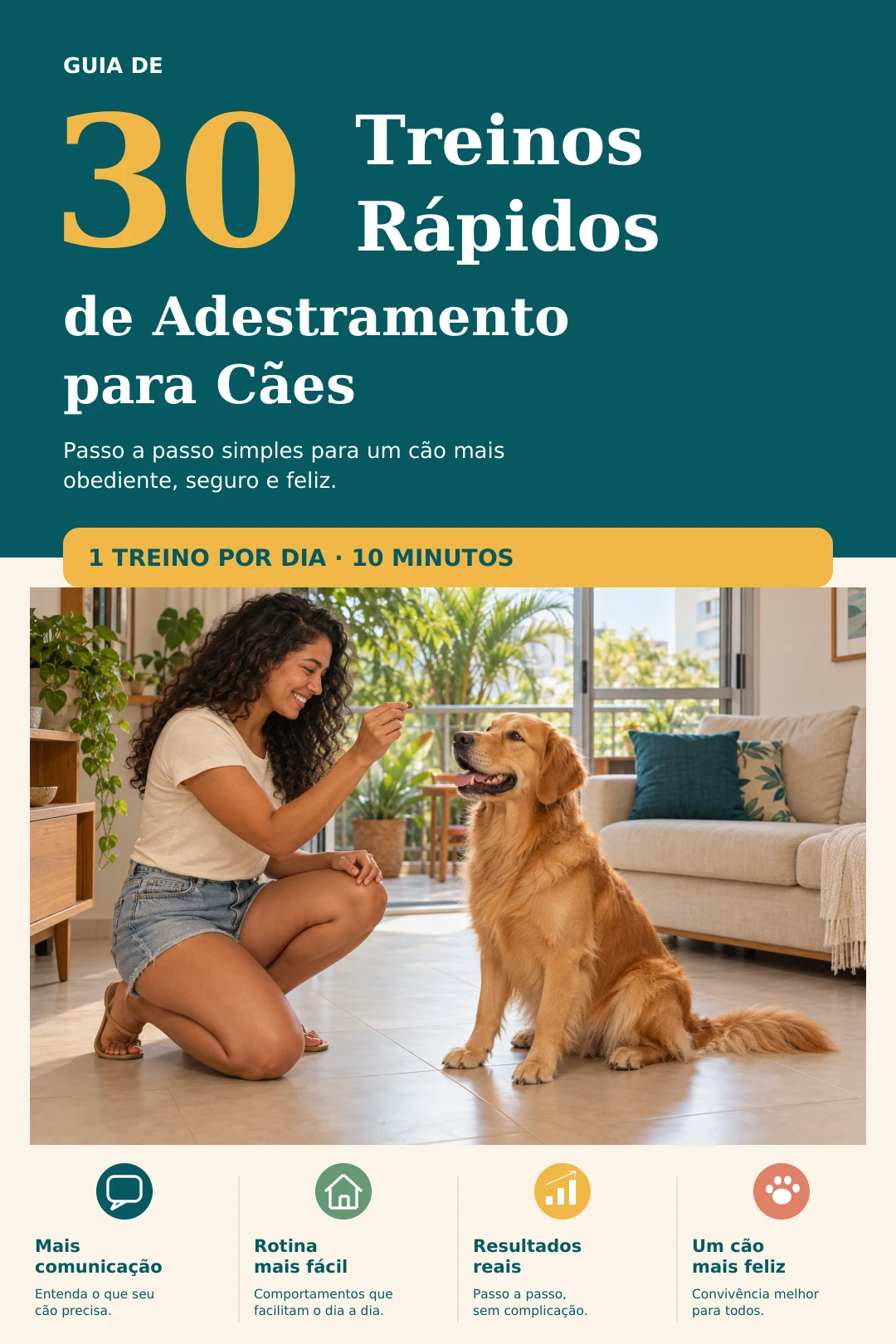 Capa do guia 30 Treinos Rápidos de Adestramento para Cães